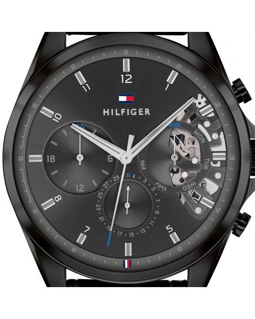 Tommy Hilfiger Leather 1710452 Watch in Black for Men - Lyst