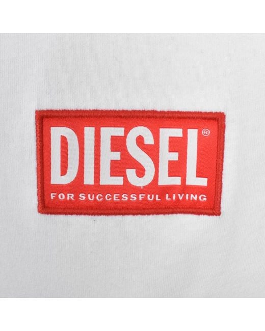 DIESEL White T Box Lab Logo T Shirt for men