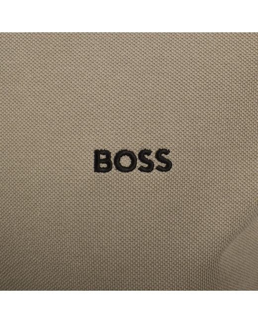 Boss Gray Boss Plisy Long Sleeve Polo T Shirt for men