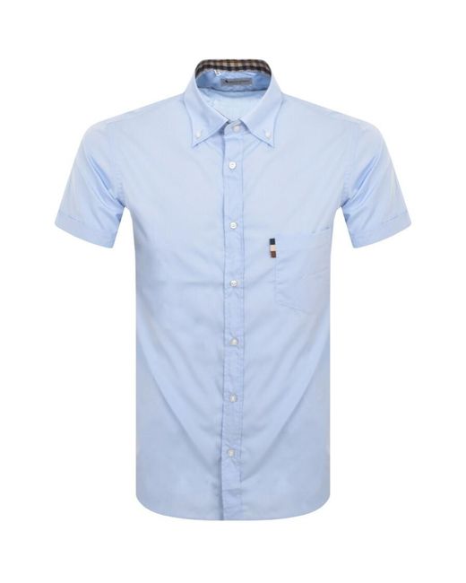 Aquascutum Blue London Short Sleeve Shirt for men