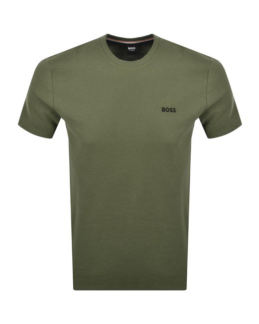 BOSS BUSINESS Green Boss Waffle T Shirt for men