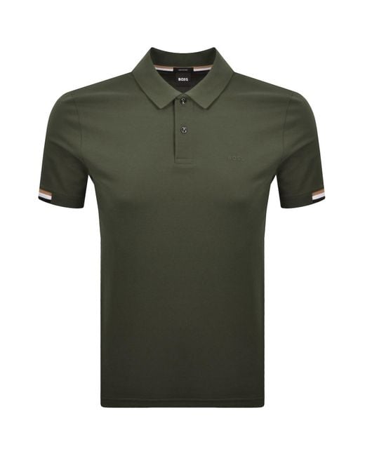 BOSS BUSINESS Green Boss Parlay 147 Mercerised Polo for men