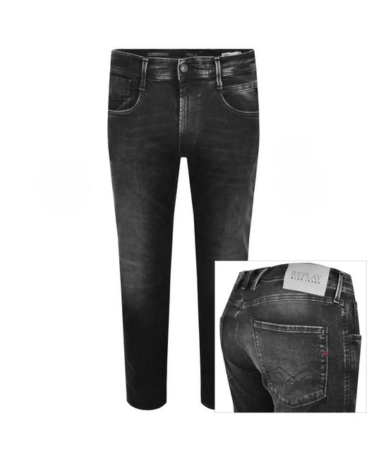 Replay Black Anbass Hyperflex Jeans for men