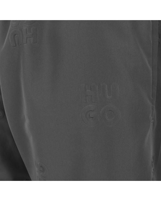 HUGO Gray Tonal Logo Swim Shorts for men