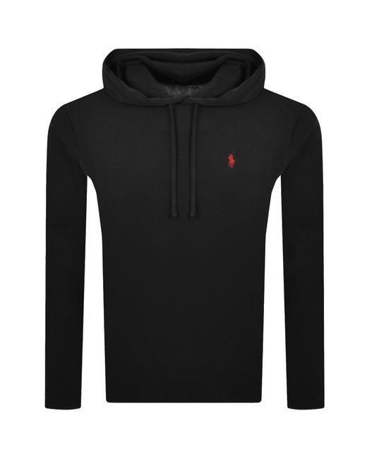 Ralph Lauren Black Long Sleeved Hooded T Shirt for men