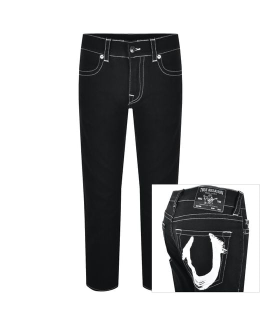 True Religion Black Rocco Painted Horseshoe Jeans for men