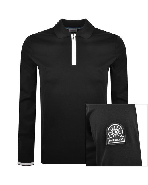 Sandbanks Black Silicone Zip Polo Shirt for men
