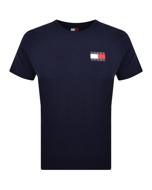 Tommy Hilfiger Blue Essential Flag Logo T Shirt for men