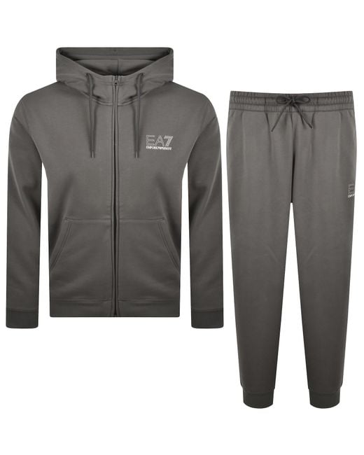 EA7 Gray Emporio Armani Logo Tracksuit for men