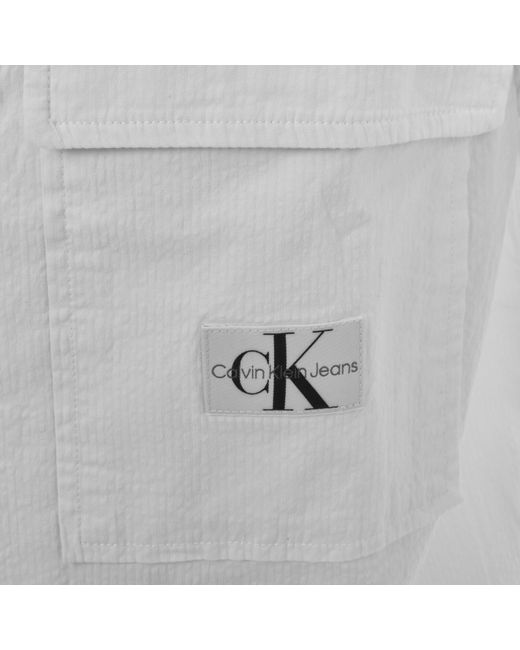 Calvin Klein Gray Jeans Seersucker Shirt for men