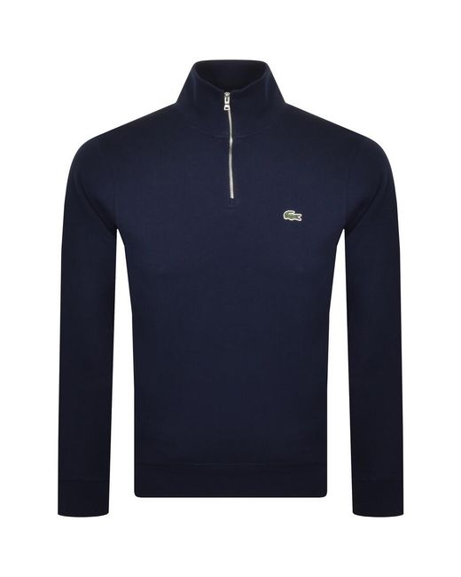 Lacoste Blue Half Zip Logo Sweatshirt for men