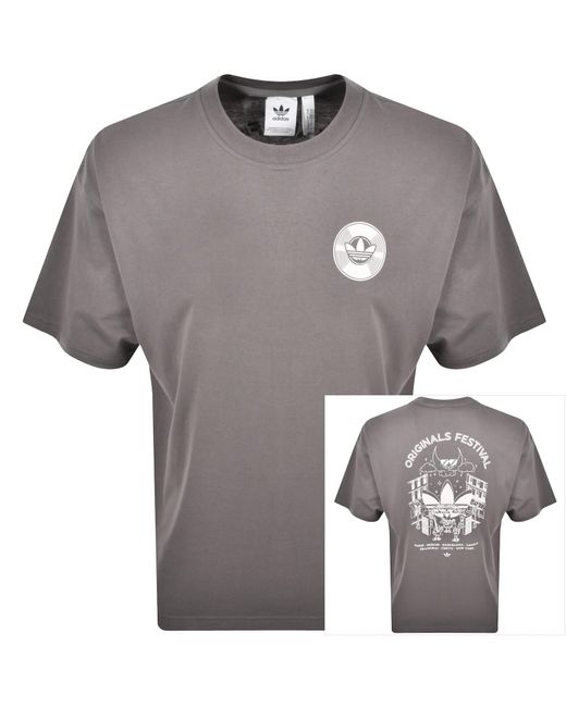Adidas Originals Gray Street Band Graphic T Shirt for men