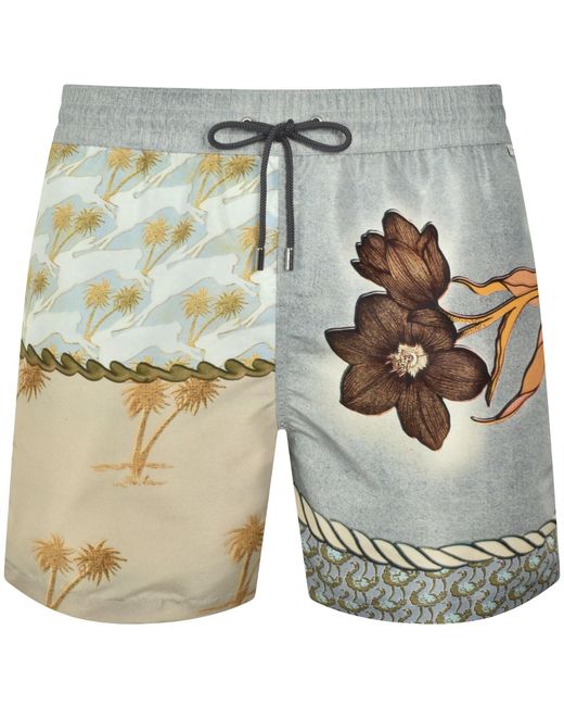 Paul Smith Gray Print Swim Shorts Light for men