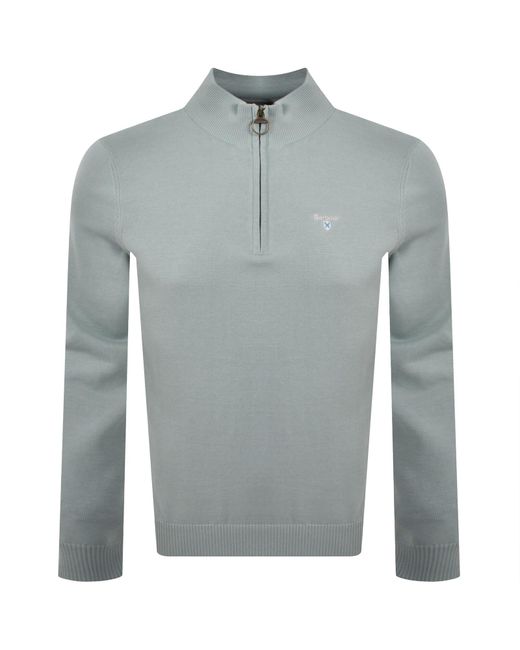 Barbour Gray Lingwood Half Zip Knit Jumper for men
