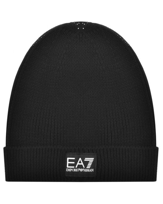 EA7 Wool Emporio Armani Beanie Hat in Black for Men Lyst