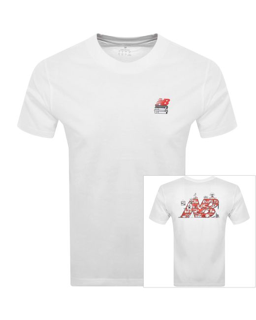 New Balance White Bookshelf Logo T Shirt for men