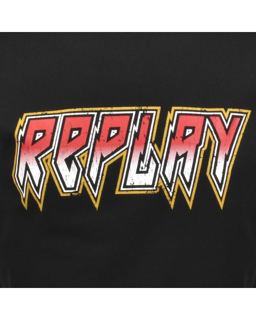 Replay Black Graphic T Shirt for men