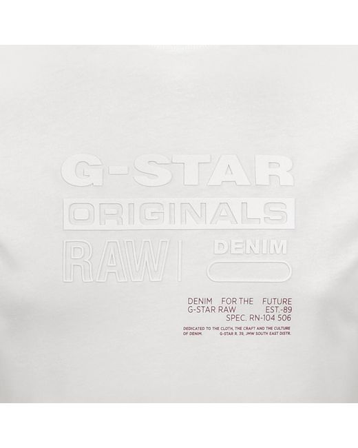 G-Star White G-Star Originals Logo T Shirt for men