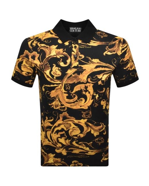 Versace Jeans Black Couture Baroque Polo T Shirt for men