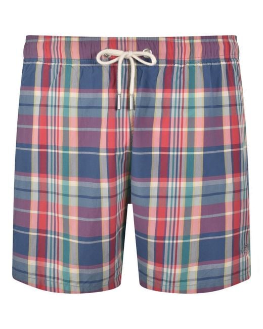 Gant Blue Madras Check Swim Shorts for men