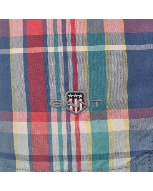 Gant Blue Madras Check Swim Shorts for men