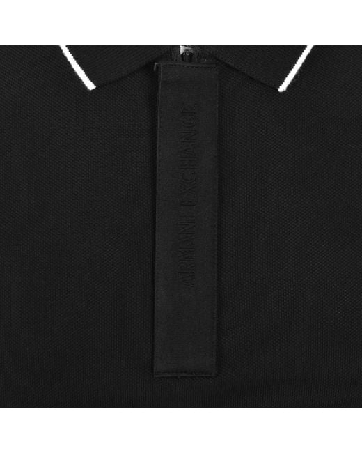ARMANI EXCHANGE Black Short Sleeved Polo for men