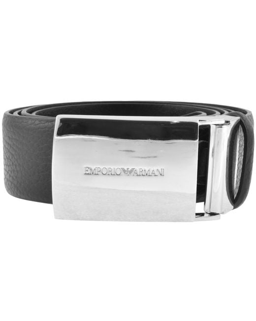 Armani Black Emporio Logo Leather Belt for men