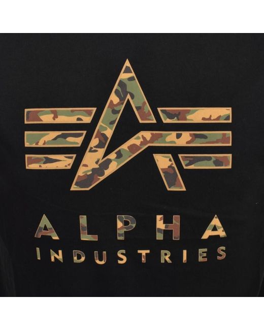 Alpha Industries Black Logo Camo T Shirt for men