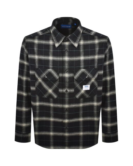 HUGO Black Ebolt Check Overshirt for men