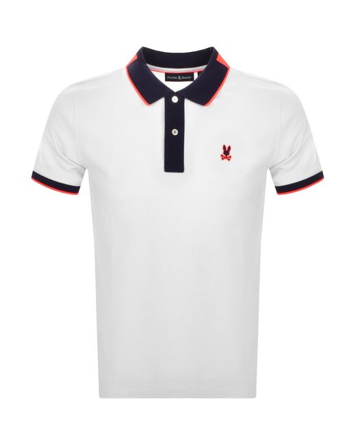 Psycho Bunny White Thatcher Pique Polo T Shirt for men
