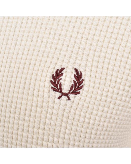 Fred Perry Natural Half Zip Waffle Knit Jumper Ecru for men
