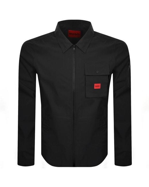 HUGO Black Emmond Overshirt Zip Jacket for men