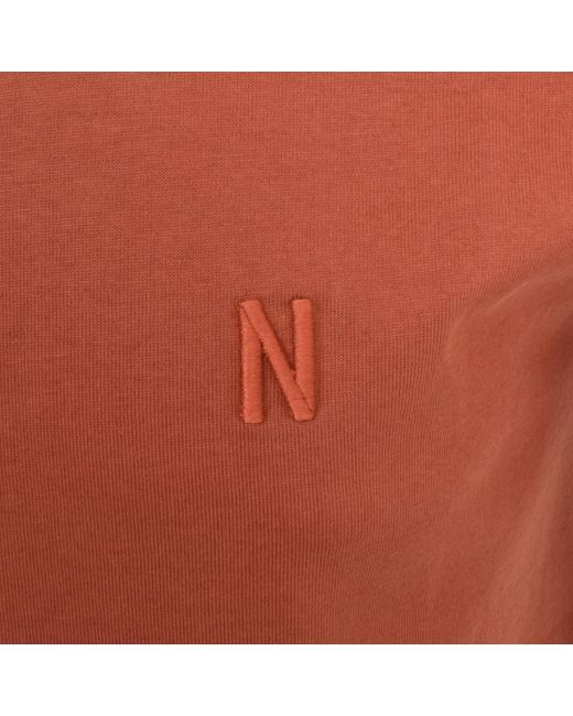 Norse Projects Orange Logo T Shirt for men