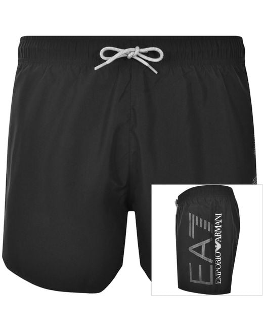 EA7 Black Emporio Armani Logo Swim Shorts for men