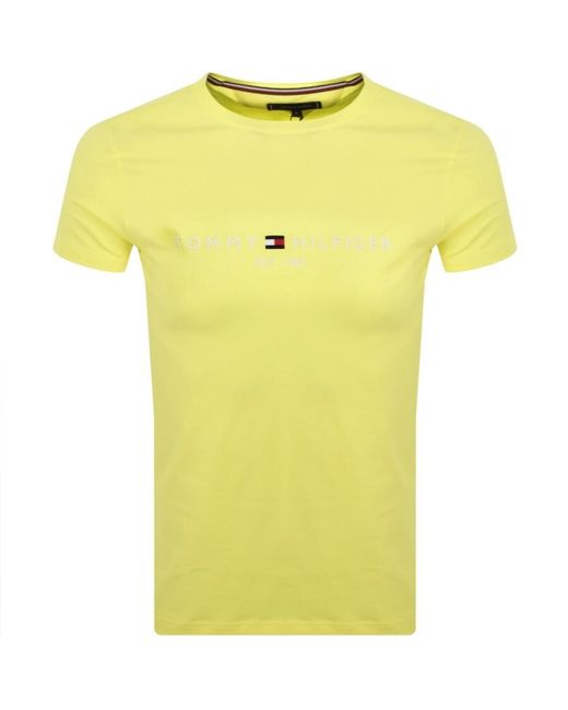 Tommy Hilfiger Yellow Logo T Shirt for men