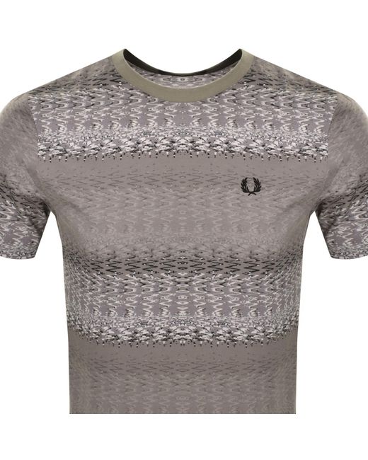 Fred Perry Gray Abstract Soundwave T Shirt for men