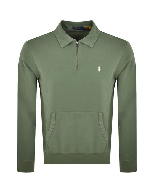 Ralph Lauren Green Half Zip Sweatshirt for men