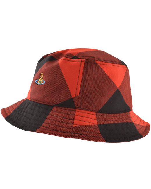 Vivienne Westwood Red Check Bucket Hat for men