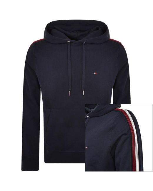 Tommy Hilfiger Blue Global Stripe Tape Hoodie for men