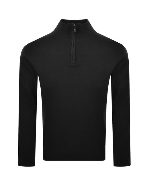 Luke 1977 Black Jacob Quarter Zip Knit Jumper for men