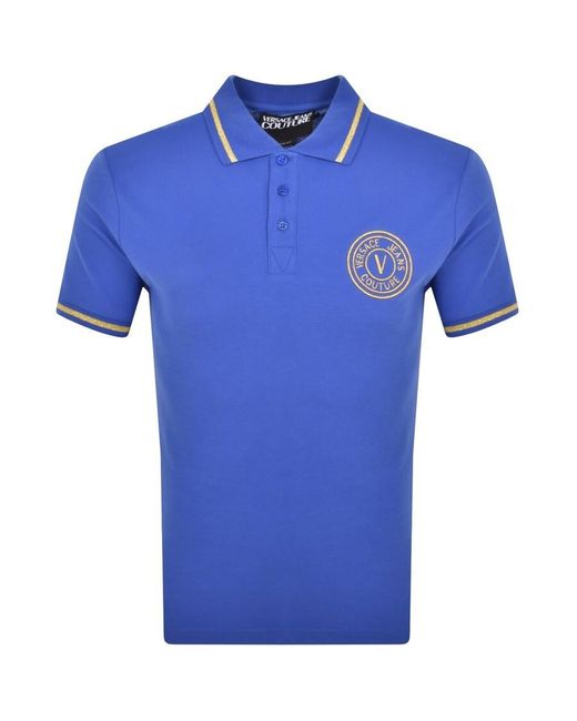 Versace Blue Couture Vemblem Polo T Shirt for men