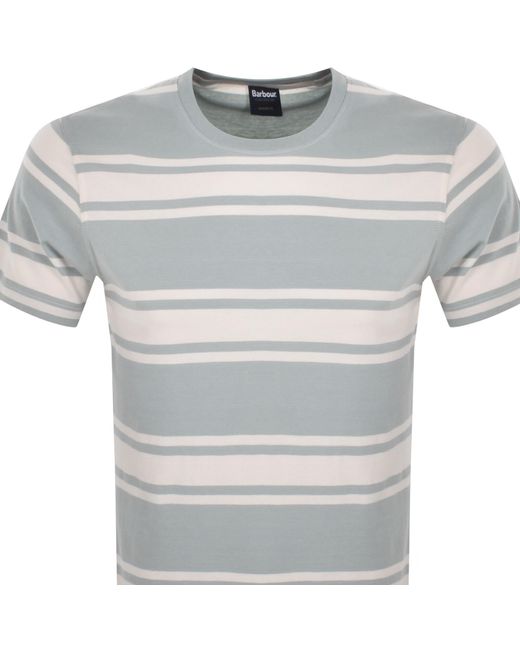 Barbour Gray Kilton Stripe T Shirt for men
