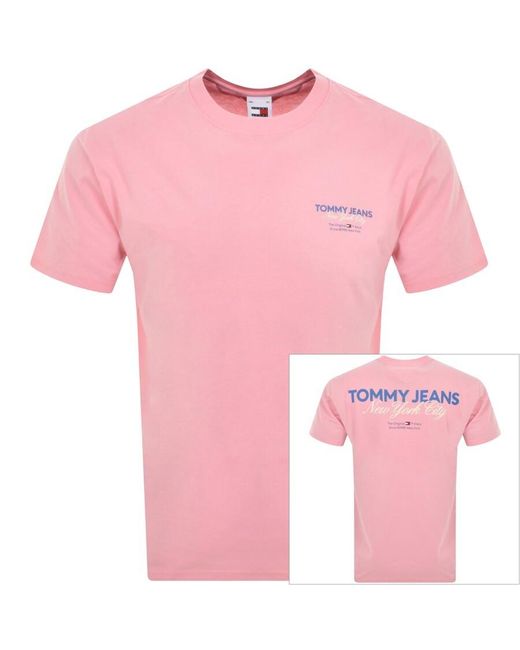 Tommy Hilfiger Logo T Shirt in Pink for Men | Lyst