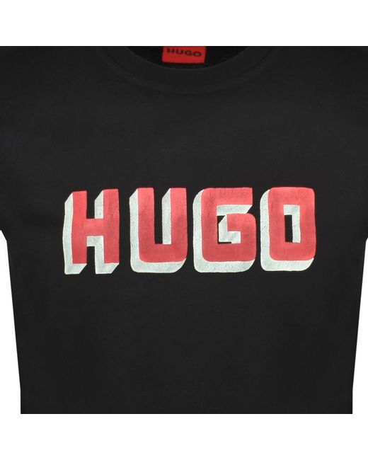 HUGO Black Daqerio Crew Neck Short Sleeve T Shirt for men