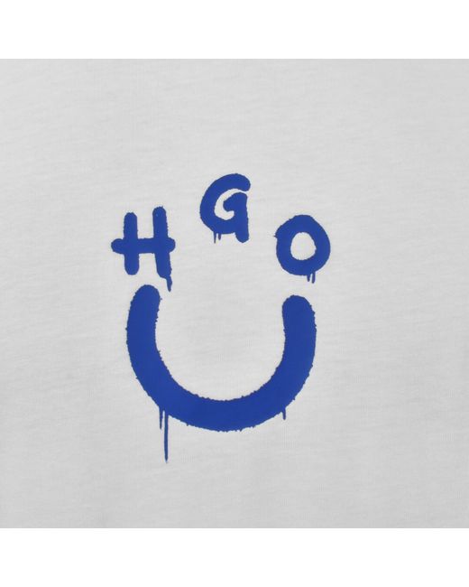 HUGO Blue Happy Hugo Logo T Shirt for men