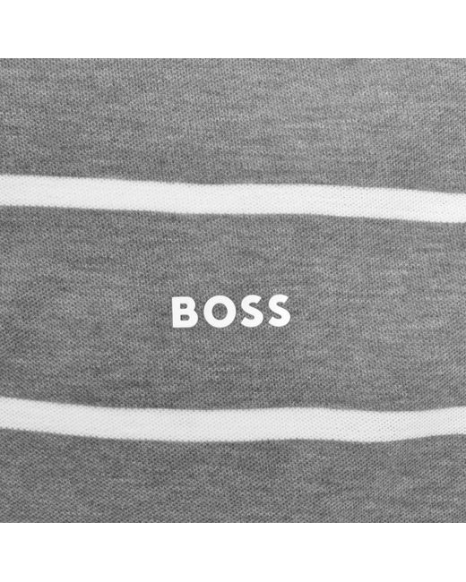 Boss Gray Boss Pales Stripe Polo T Shirt for men