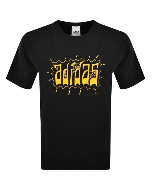 Adidas Originals Black Oversized Graphic T Shirt for men