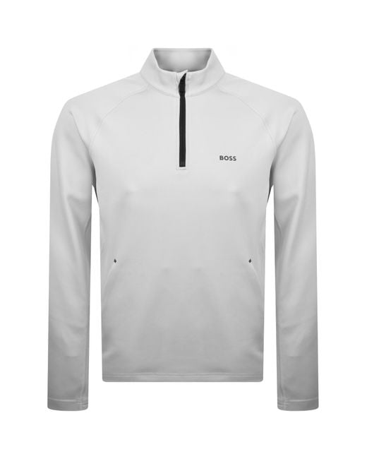 Boss Gray Boss Quarter Zip Active Sweatshirt for men