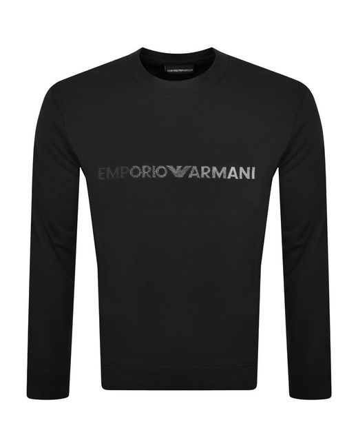 Armani Black Emporio Crew Neck Logo Sweatshirt for men