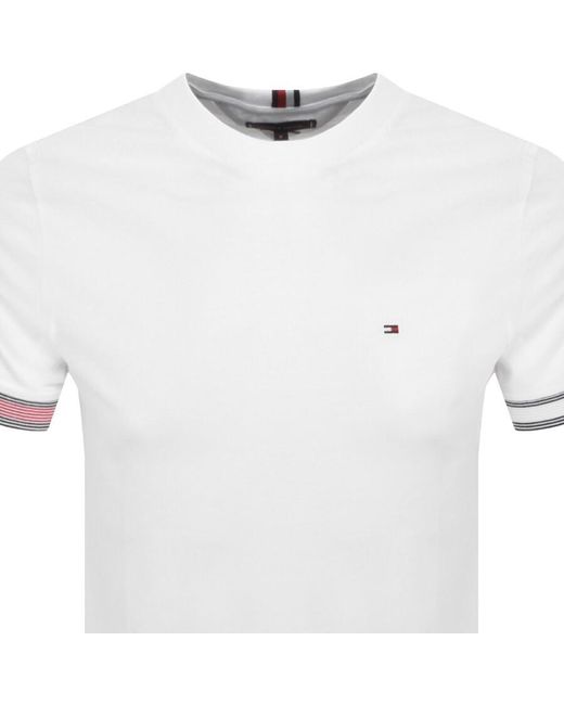 Tommy Hilfiger White Flag Cuff T Shirt for men